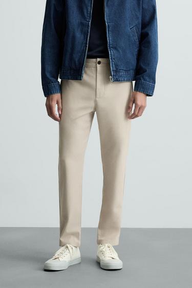 COMFORT TEXTURED CHINO TROUSERS - Beige by Zara
