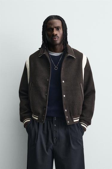 CONTRAST BOMBER JACKET - Brown by Zara