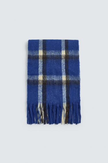 BRUSHED CHECK SCARF - Bluish by Zara