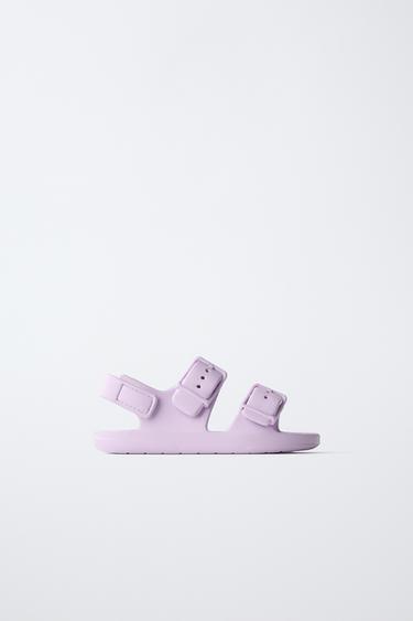 BUCKLED RUBBERISED SANDALS - Mauve Purple by Zara