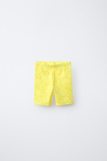 RIBBED CYCLING SHORTS WITH LEMON PRINT - Pastel yellow by Zara - Image 0