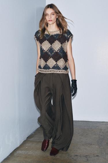 CROCHET KNIT JUMPER WAISTCOAT - only one by Zara