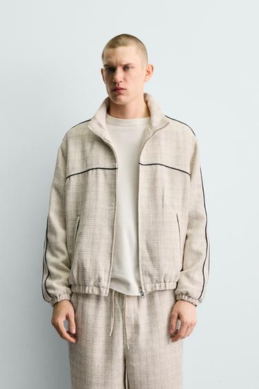 BOXY FIT TEXTURED JACKET WITH CONTRAST TRIMS - Ecru by Zara