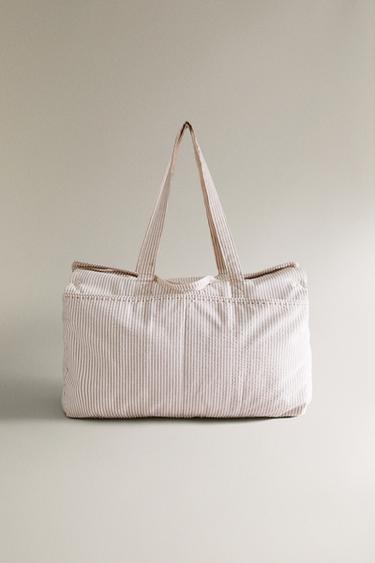 COTTON STRIPE AND SQUARE MATERNITY BAG - Oyster-white by Zara - Image 0