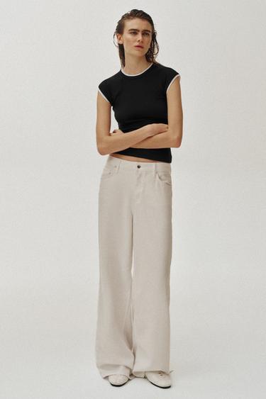 DOUBLE SHORT SLEEVE EFFECT T-SHIRT - Black by Zara