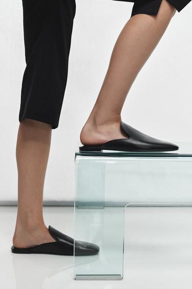 LEATHER MULE LOAFERS - Black by Zara - Image 0