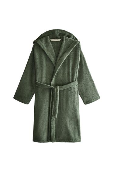 HOODED BATHROBE (360 GXM²) - Khaki by Zara
