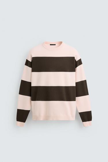 SOFT TEXTURED SWEATER - Brown Stripes by Zara