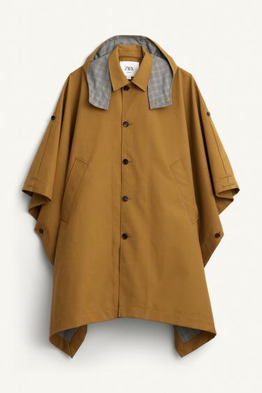 CONTRAST CHECK WATER-REPELLENT PONCHO LIMITED EDITION - Beige by Zara