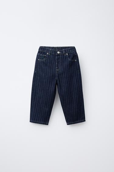 STRIPED BAGGY JEANS - Blue by Zara