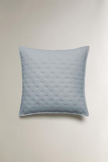 QUILTED CUSHION COVER WITH DOTS - Mid-blue by Zara