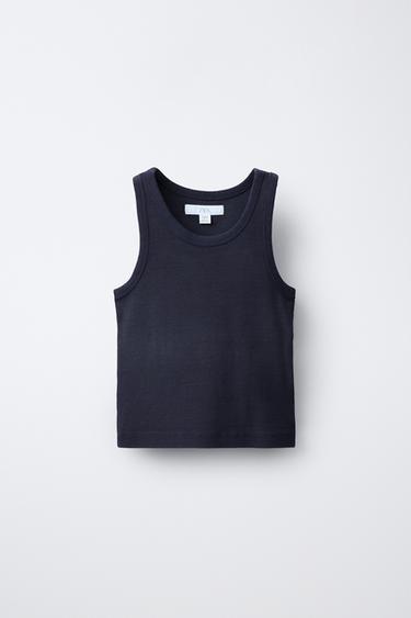 RIBBED RACERBACK T-SHIRT - Navy blue by Zara