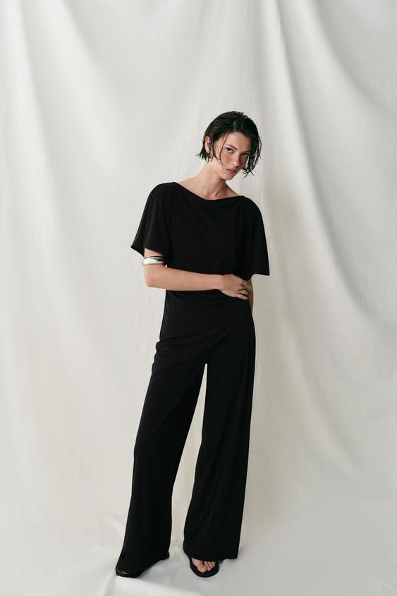 STRAIGHT-LEG CREPE TROUSERS WITH SLITS - Black by Zara - Image 0
