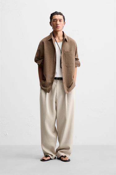 RAISED JACQUARD SHIRT - Chocolate by Zara - Image 0