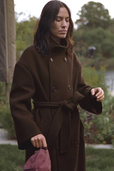 OVERSIZED WOOL COAT ZW COLLECTION - Chocolate by Zara