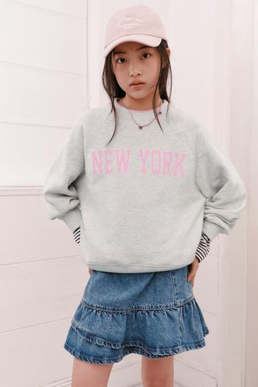 VARSITY SLOGAN SWEATSHIRT - Grey marl by Zara