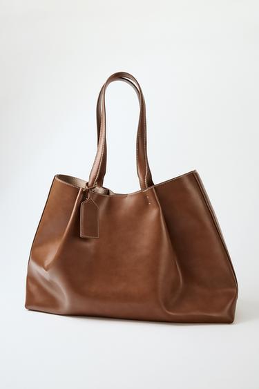 PINCH TOTE BAG - Dark tan by Zara