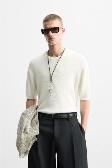 TEXTURED KNIT T-SHIRT - White by Zara