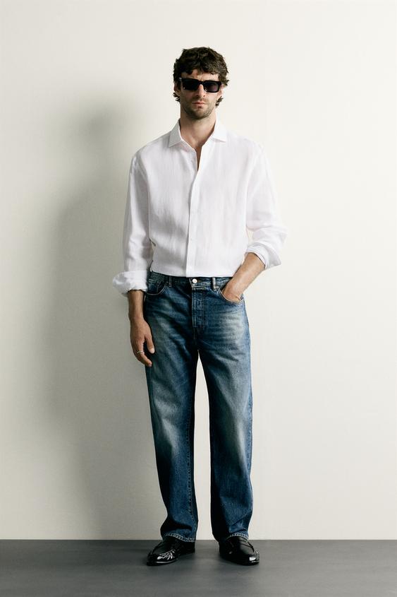 100% LINEN REGULAR FIT SHIRT - White by Zara - Image 0