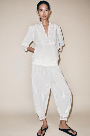 ZW COLLECTION EMBROIDERED BLOUSE - Ecru by Zara