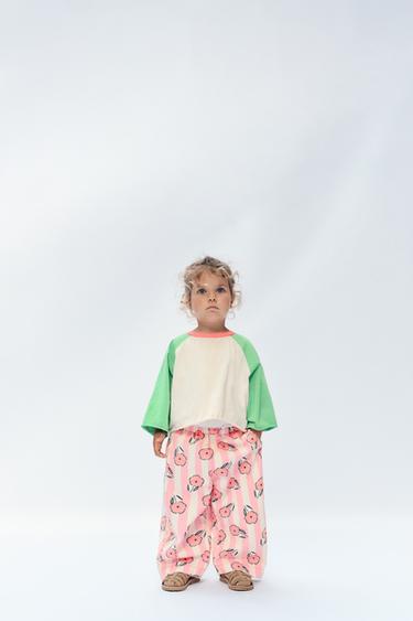2-14 YEARS / LIMITED EDITION CONTRAST RAGLAN SLEEVE T-SHIRT - Green by Zara