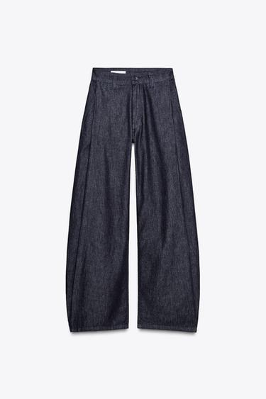 TRF DENIM TROUSERS WITH DARTS - Dark indigo by Zara