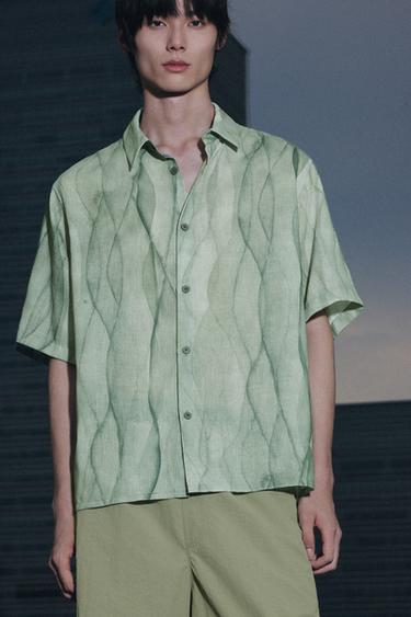 ABSTRACT PRINT SHIRT - Sea green by Zara