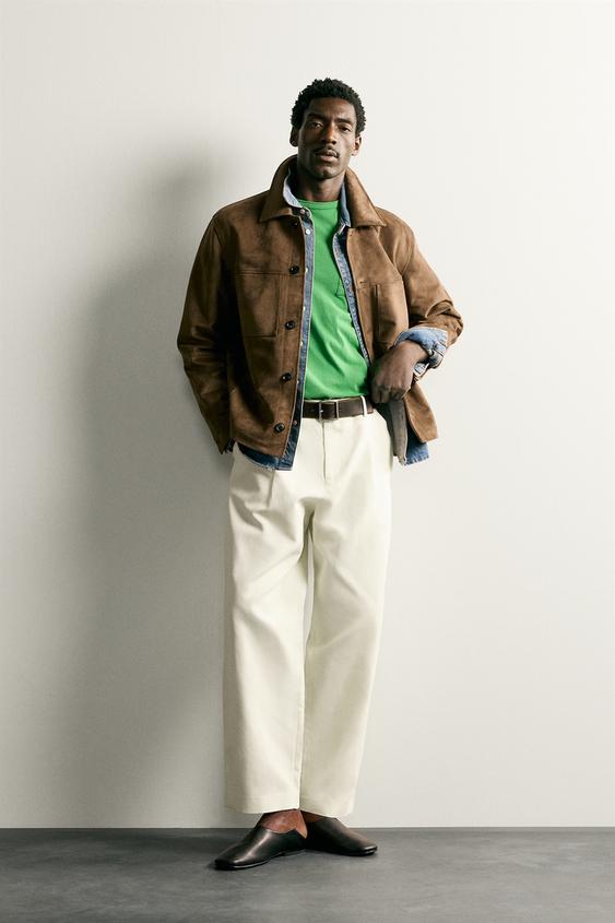 REGULAR FIT FAUX SUEDE OVERSHIRT - Brandy by Zara - Image 0