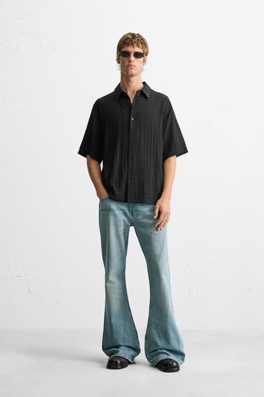 TEXTURED CHECK SHIRT - Black by Zara - Image 0