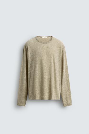 JACQUARD STRIPED LONG SLEEVE T-SHIRT - striped by Zara