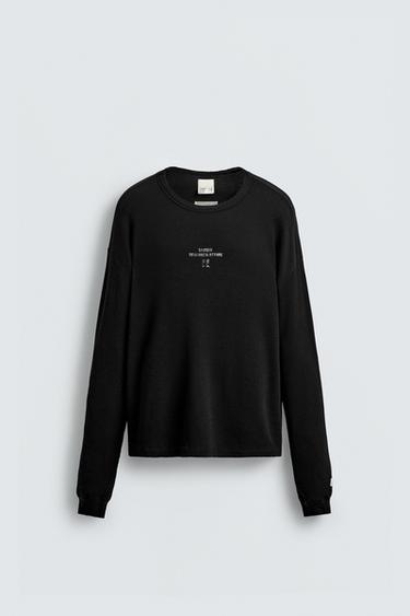 CHECK TEXTURED T-SHIRT X SR_A - Black by Zara