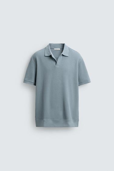 VERTICAL TEXTURED POLO SHIRT - Bluish by Zara