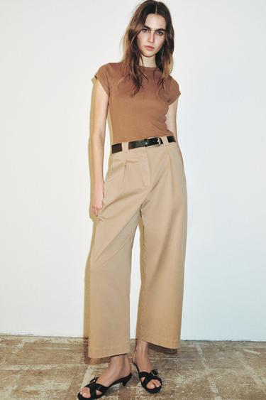 LOOSE BARREL TROUSERS - Light khaki by Zara