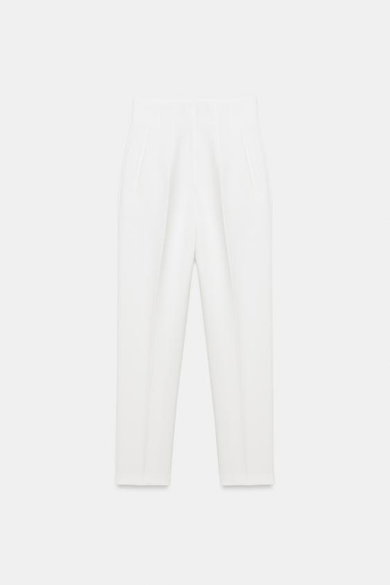 HIGH-WAIST TROUSERS - White by Zara - Image 0