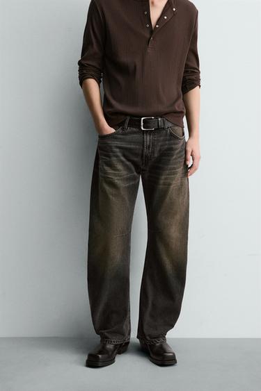 BARREL FIT JEANS - Charcoal by Zara