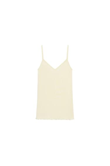 COTTON STRAPPY TOP - Pastel yellow by Zara