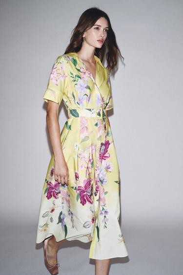 FLORAL PRINT MIDI DRESS WITH BELT - Multicoloured by Zara - Image 0