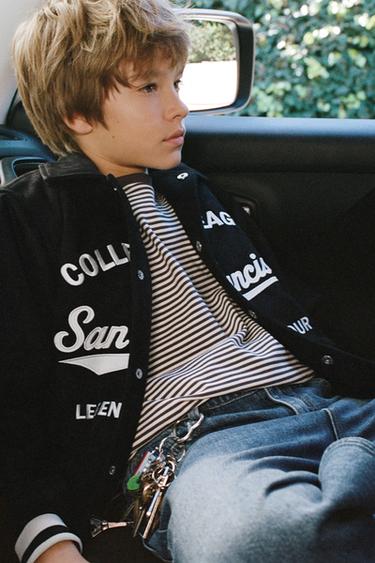 FAUX SUEDE EMBROIDERED TEXT BOMBER JACKET - Black by Zara