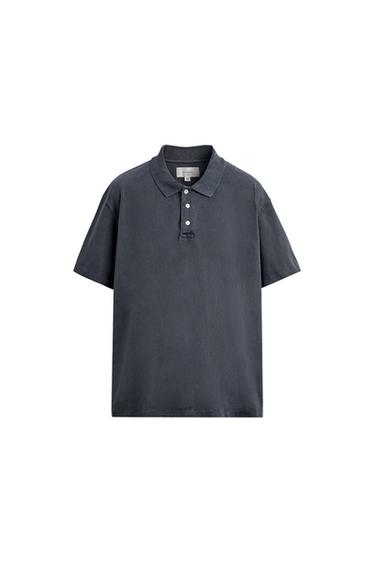 WASHED RELAXED FIT POLO SHIRT - Faded blue by Zara