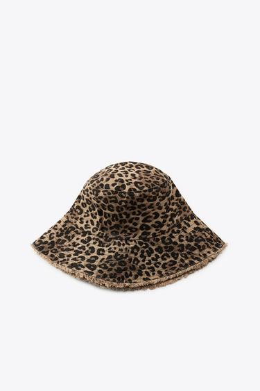 ANIMAL PRINT FRAYED BUCKET HAT - Leopard by Zara