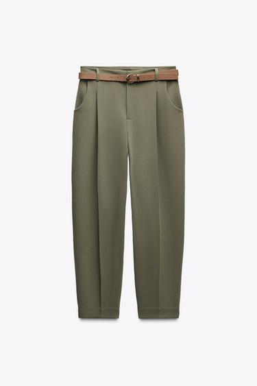 DARTED TROUSERS WITH BELT - Light khaki by Zara
