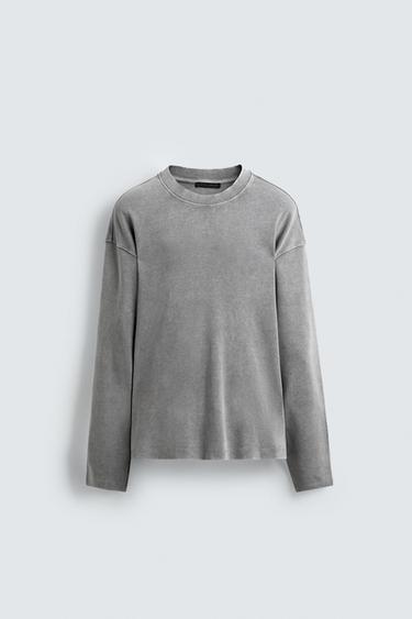 WASHED RELAXED FIT T-SHIRT - Light grey by Zara