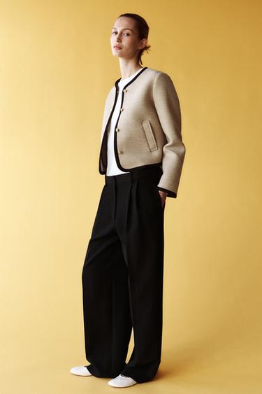 SHORT JACKET WITH TRIMS - Beige by Zara - Image 0