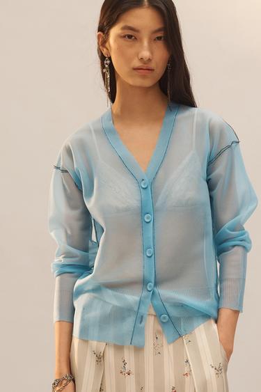 LIMITED EDITION SEMI-SHEER CARDIGAN - Aquamarine by Zara