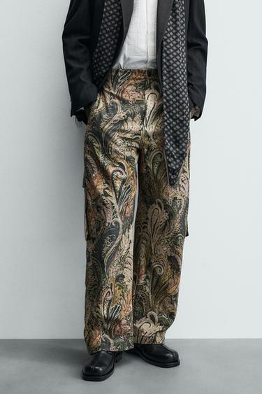 PAISLEY BARREL FIT CARGO TROUSERS - Printed by Zara