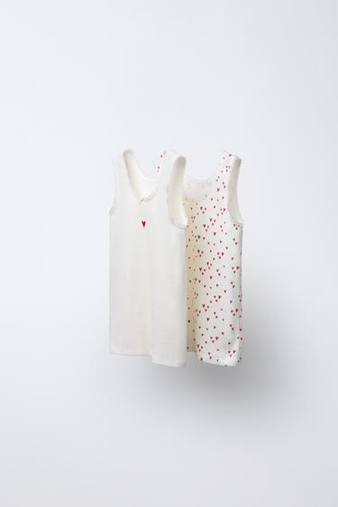 AGES 2-4/ 2-PACK OF HEART PRINT VEST TOPS - Ecru by Zara - Image 0