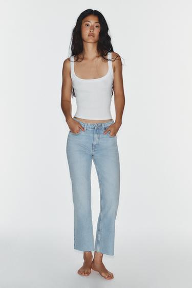 TRF HIGH-WAIST CROPPED FLARE JEANS - Light blue by Zara