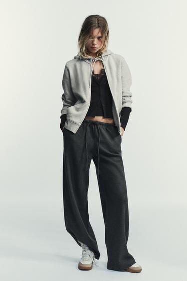 PALAZZO TROUSERS WITH TIE - Grey marl by Zara