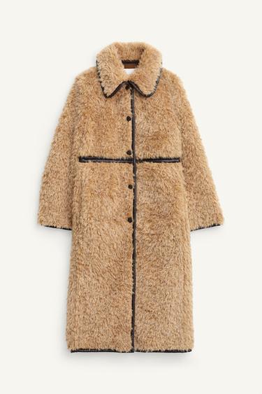LONG FAUX SHEARLING COAT - LIMITED EDITION - Light brown by Zara