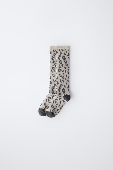 LONG THERMAL ANIMAL PRINT SOCKS - Beige by Zara